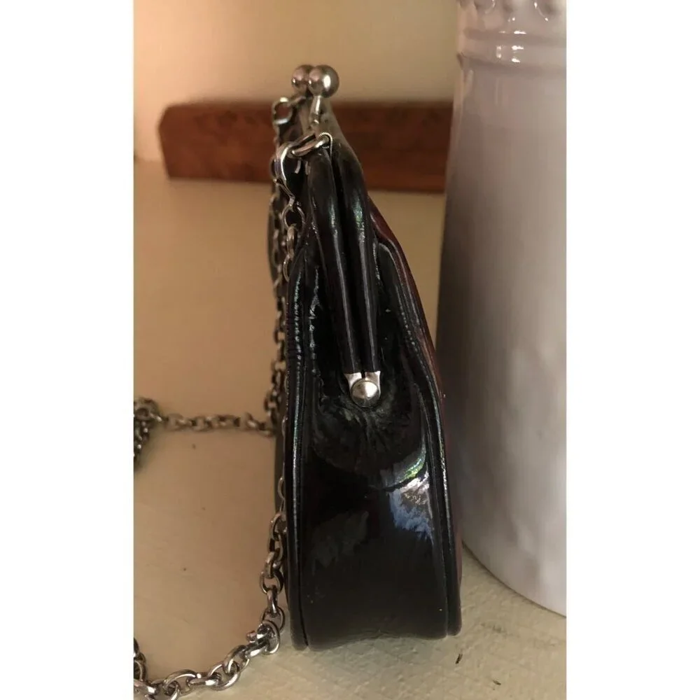 Brighton Cat Kisslock Coin Handbag Patent Small Leopard Print Purse - Picture 6 of 12